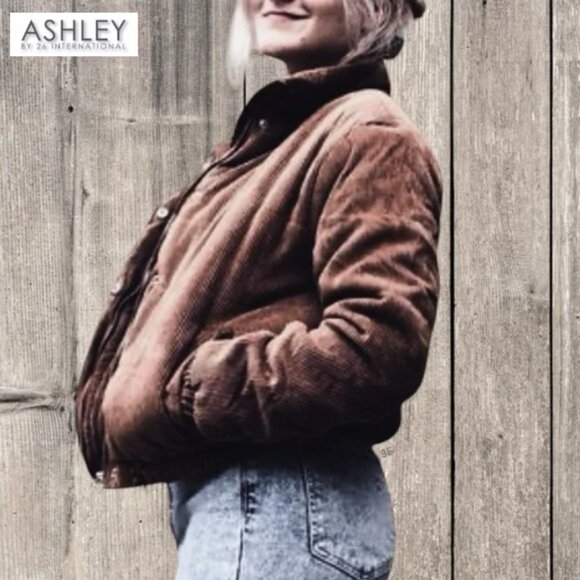 ⛔️SOLD⛔️ ASHLEY BY 26 INTERNATIONAL Corduroy Puffer Full-zip Jacket Brown Size M - Picture 13 of 14
